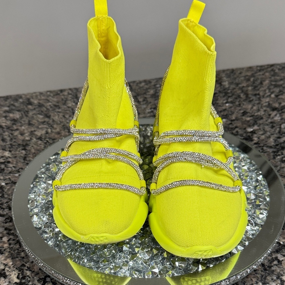 Cape Robbin Neon Yellow Sneakers with Silver Accents 10 - Picture 3 of 13